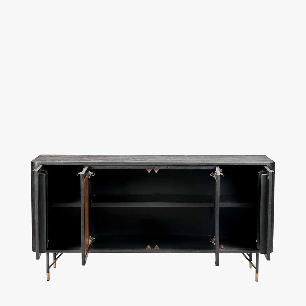 Fiji Black Acacia Wood & Natural Rattan Sideboard